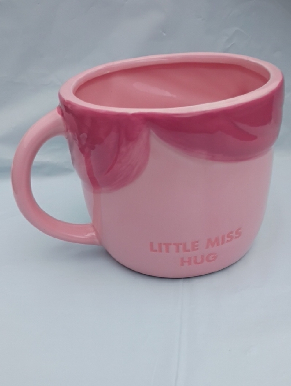 Magenta Pink Smiley Ceramic Mug with Daisy Ears Mr Men Little Miss Hug NWOT - Picture 4 of 10